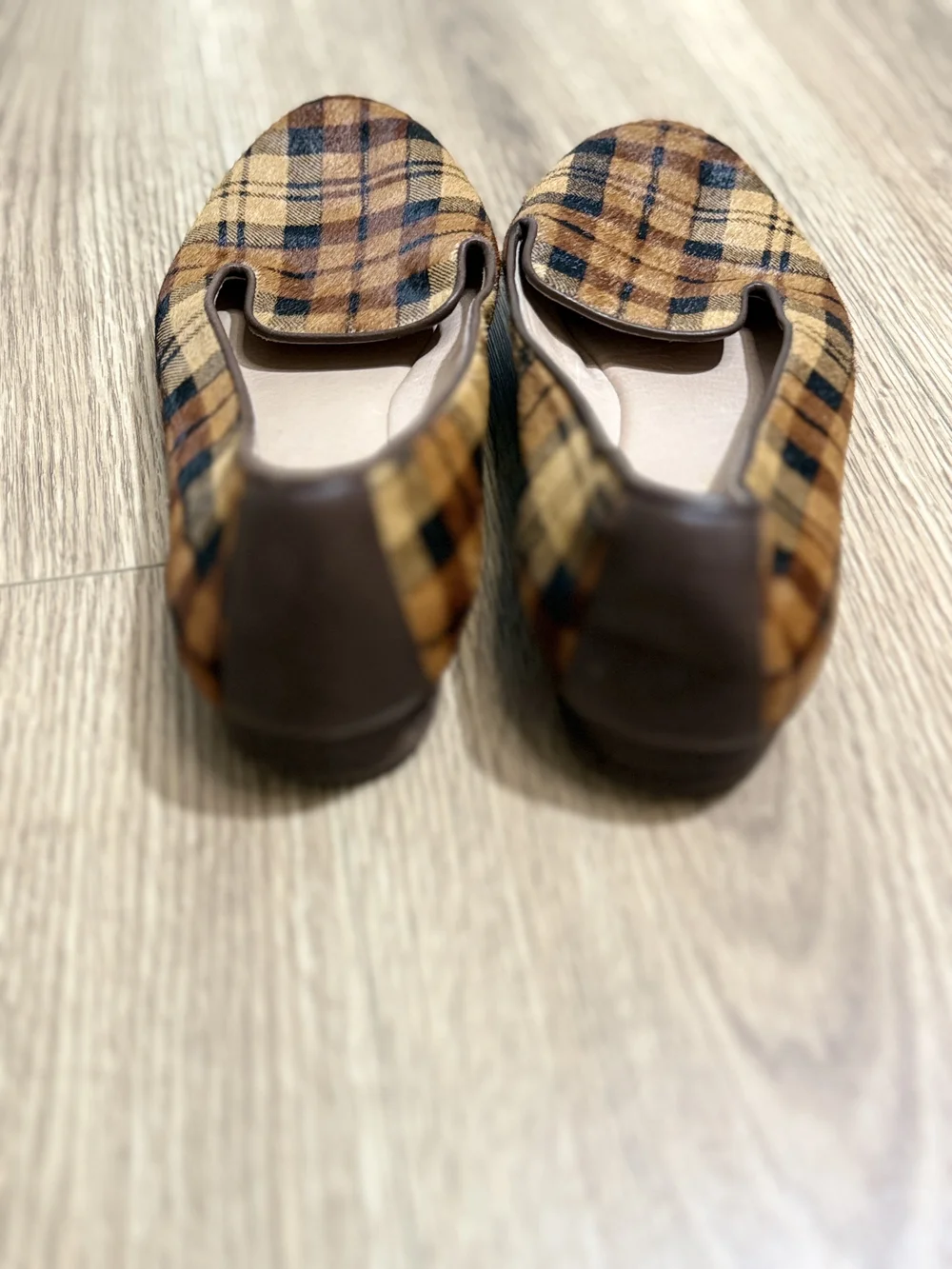 ANTONIO MELANI Plaid Loafers in Tan and Black